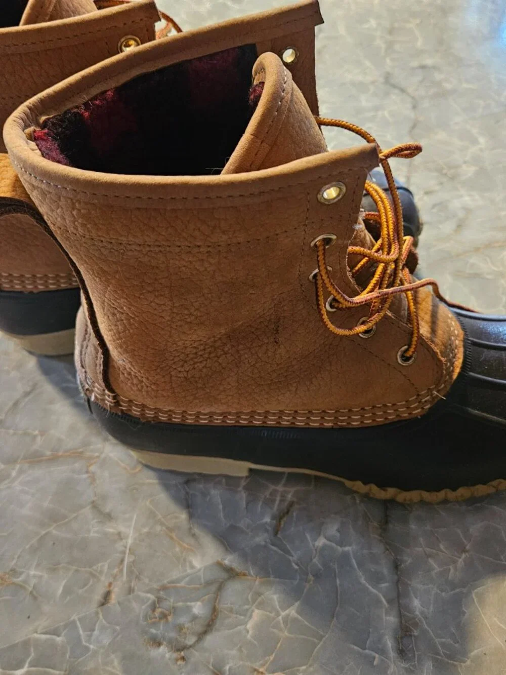 L.l bean fur lined leather boots (men's 8, fits like 8.5)